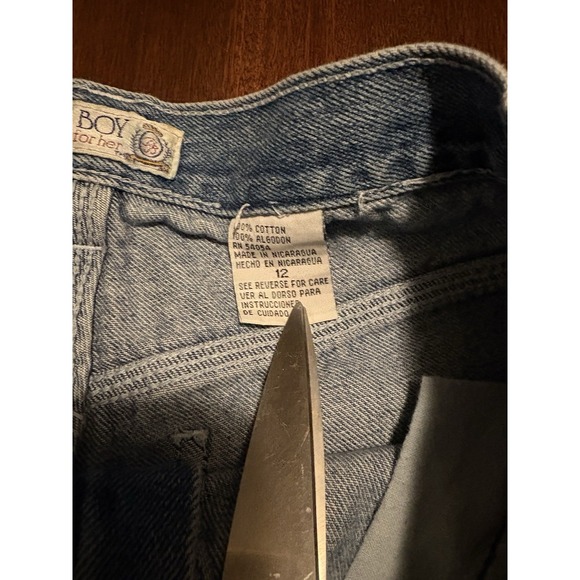 Bugle Boy Women's Vtg Denim Light Wash Cargo Shorts Sz 12 - High Waist -80's Mom - Picture 5 of 6